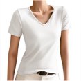 thumbnail image 1 of Kaemgyyd Womens T Shirts Soft Comfy V Neck Short Sleeve Basic Tee Summer Breathable Solid Color Stretch Tops, 1 of 3