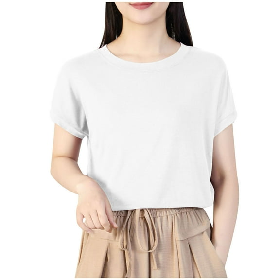 Kaemgyyd Womens T Shirts Summer Comfortable Crew Neck Short Sleeve Casual Tees Lightweight Solid Basic Tops