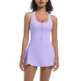 thumbnail image 1 of Kaemgyyd Womens Tennis Dress with Built in Shorts Summer Zipper Front Golf Athletic Dress Stretch Racerback A-Line Mini Dress, 1 of 6