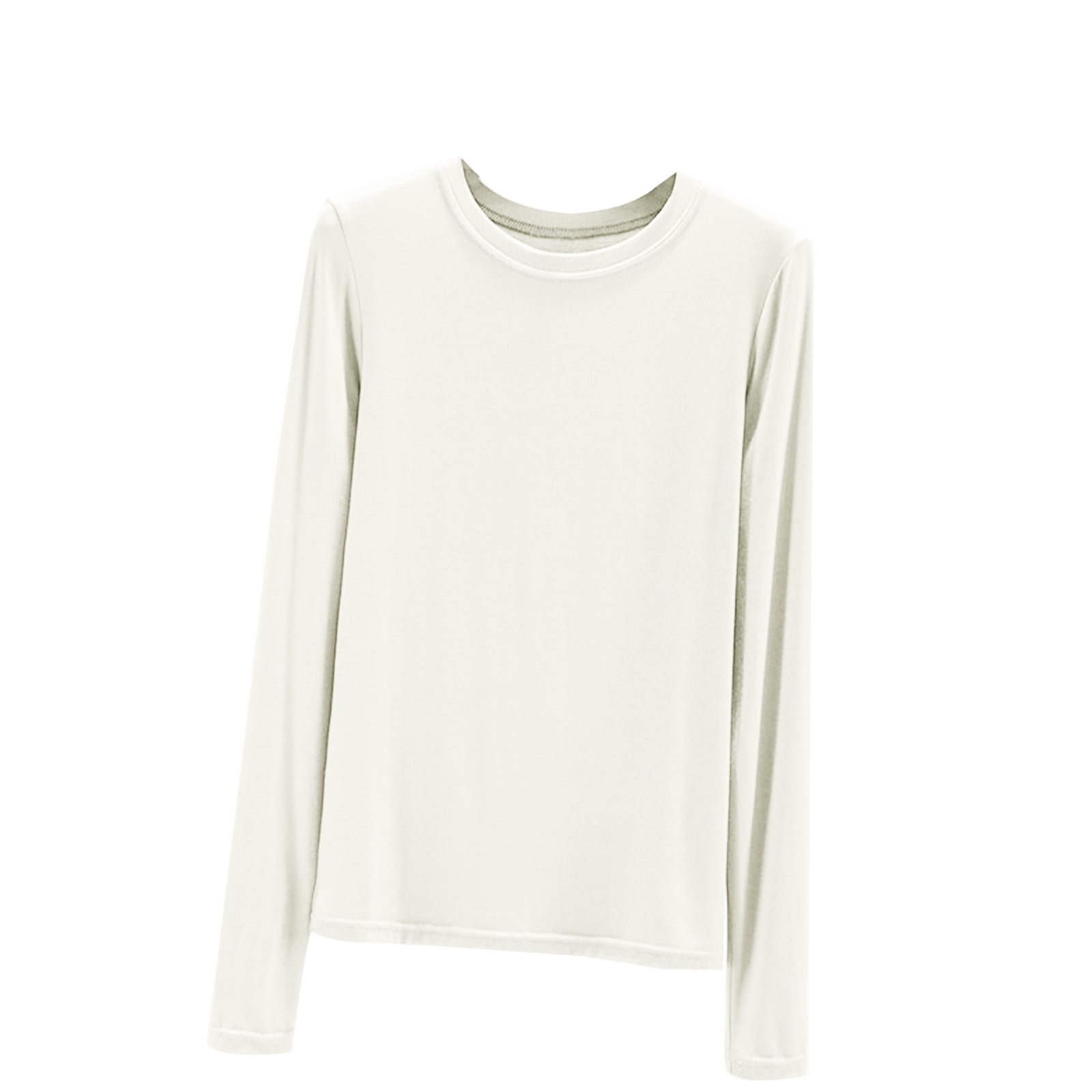 Womens Thermal Shirt Long Sleeve Solid Color Crew Neck Pajamas Tee Base Layer Soft Fall Loungewear Outfits Clothes