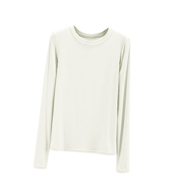 Kaemgyyd Womens Thermal Shirt Long Sleeve Solid Color Crew Neck Pajamas Tee Base Layer Soft Fall Loungewear Outfits Clothes