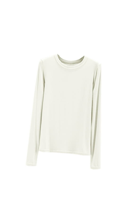 Womens Thermal Shirt Long Sleeve Solid Color Crew Neck Pajamas Tee Base Layer Soft Fall Loungewear Outfits Clothes