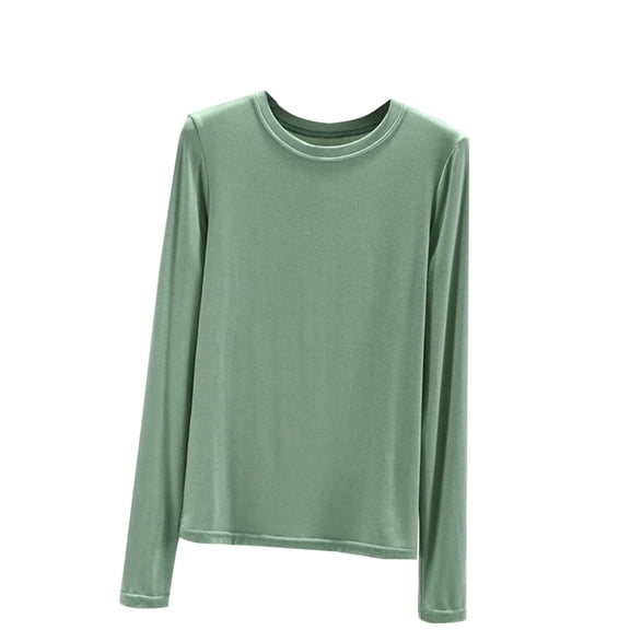 Kaemgyyd Womens Thermal Shirt Long Sleeve Solid Color Crew Neck Pajamas Tee Base Layer Soft Fall Loungewear Outfits Clothes