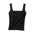 thumbnail image 1 of Kaemgyyd Womens Tops Cute Square Neck Textured Sleeveless Tank Shirt with Built-In Bra Casual Slim Fit Going out Cropped Tee Clothes, 1 of 3