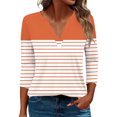 thumbnail image 1 of Kaemgyyd Womens Tops Fall Trendy V Neck 3/4 Length Sleeve T-Shirt Casual Loose Color Block Tunic Blouse, 1 of 5