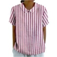 thumbnail image 1 of Kaemgyyd Womens Tops Plus Size Stripes Babydoll Linen Shirt Lightweight Cute Short Sleeve Loose Fit Blouse for Beach Vaction, 1 of 5
