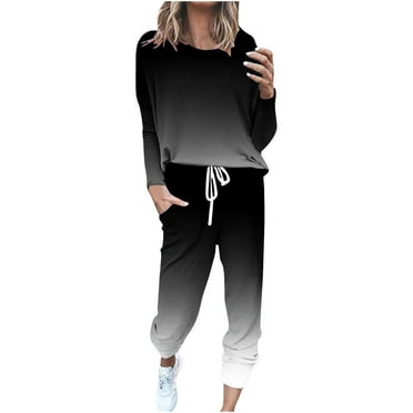 Kaemgyyd Womens Two Piece Outfits Casual Plus Size Sweatsuits Tracksuit Crew Neck Tops Matching Drawstring Jogger with Pockets