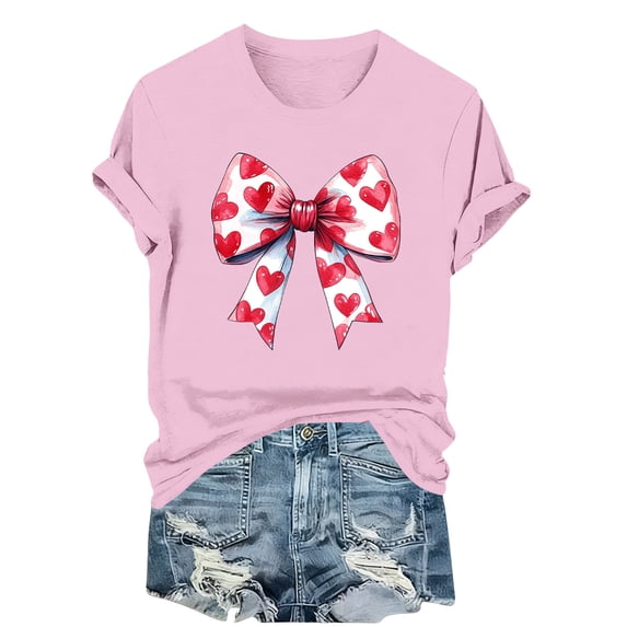 Kaemgyyd Womens Valentines Day Shirt Hearts Tshirt Valentine Gifts Tee Tops Lightweight Crew Neck Workout T-Shirts