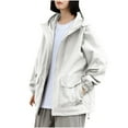 thumbnail image 1 of Kaemgyyd Womens Waterproof Raincoat Lightweight Shacket Jacket Drawstring Coat Hoodies Windbreaker with Pockets for Outdoor, 1 of 1