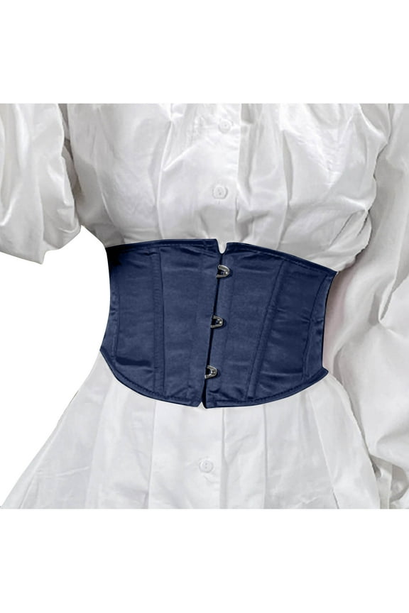 Womens Wide Corset Elastic Waist Belt Stain Slik Solid Color Corset Belts for Women Vintage Belt for Dresses