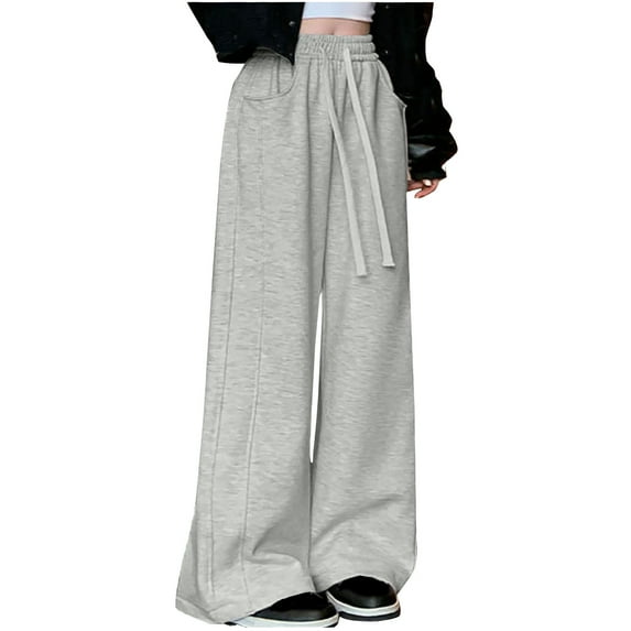 Kaemgyyd Womens Wide Leg Sweatpants Casual Loose Solid Workout Pants Comfy Baggy Drawstring Trousers with Pockets