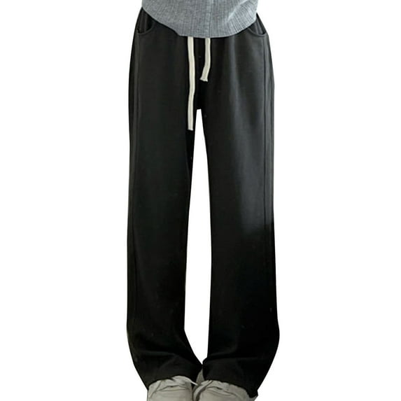 Kaemgyyd Womens Wide Leg Sweatpants Casual Loose Solid Workout Pants Comfy Baggy Drawstring Trousers with Pockets
