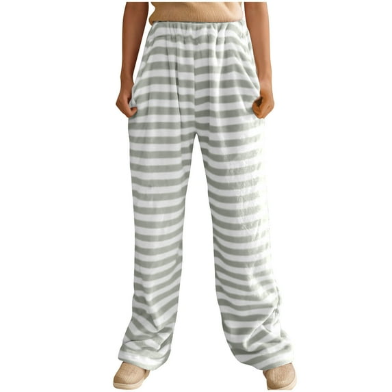 Kaemgyyd Womens Winter Sherpa Pants Cozy Lounge Pj Bottoms Stripe Warm Soft Fleece Plush Pajama Trousers Sleepwear