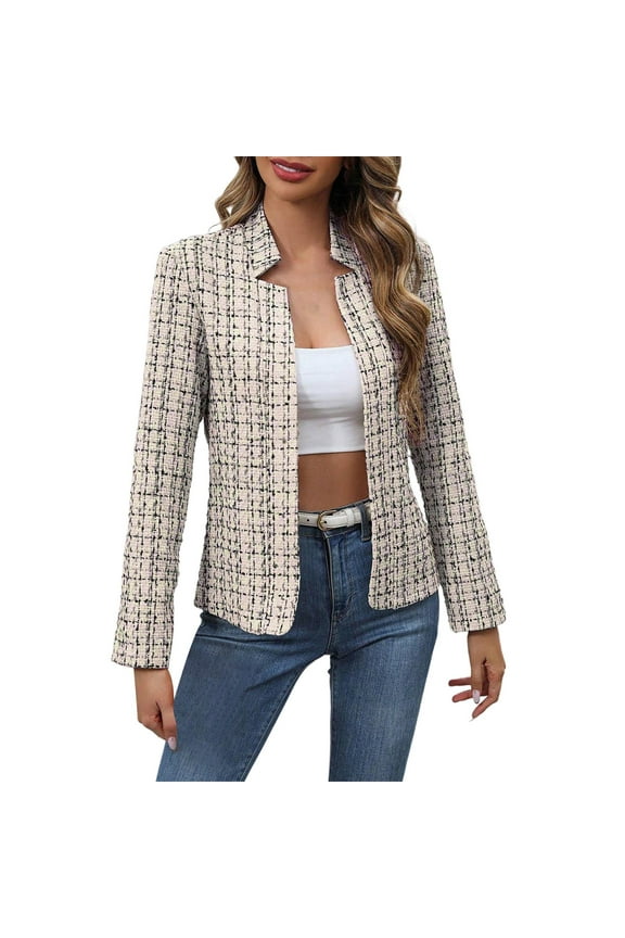 Womens Work Jacket Casual Office Business Trendy Outerwear Stylish Open Front Fall Winter Coat Fashion Outfit
