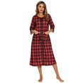 thumbnail image 1 of Kaemgyyd Womens Zipper Front Robe 3/4 Sleeve Plaid Housecoat Loose Bathrobes Crew Neck Midi Nightgown with Pockets S-XXl, 1 of 4