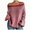 thumbnail image 1 of Kaemgyyd Womens off the Shoulder Sweater Trendy Casual Loose Long Sleeve Pullover Color Block Going out Tops Night Outfits, 1 of 3