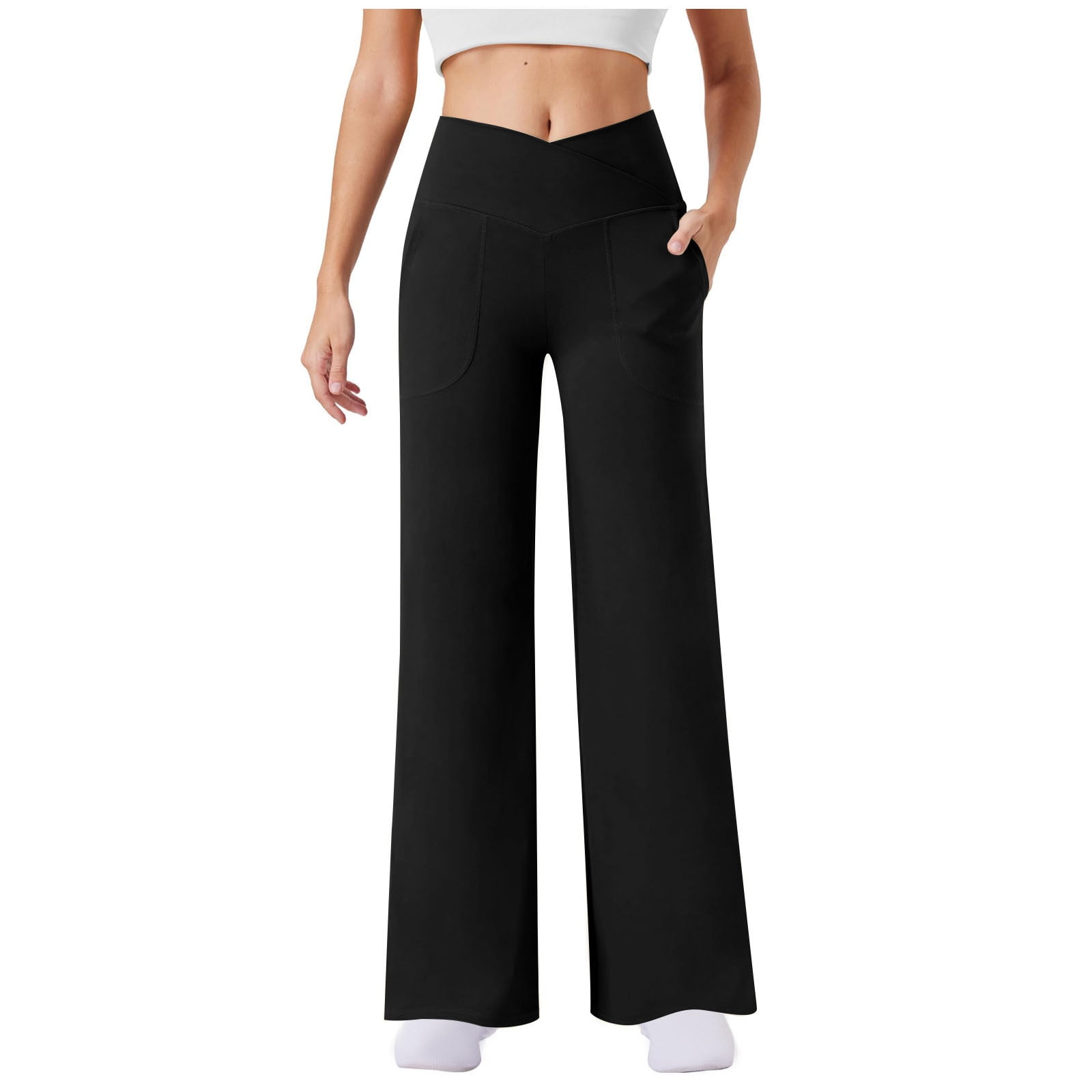 Kaemgyyd Workout Pants for Women Stretch Wide Leg Yoga Pants with ...