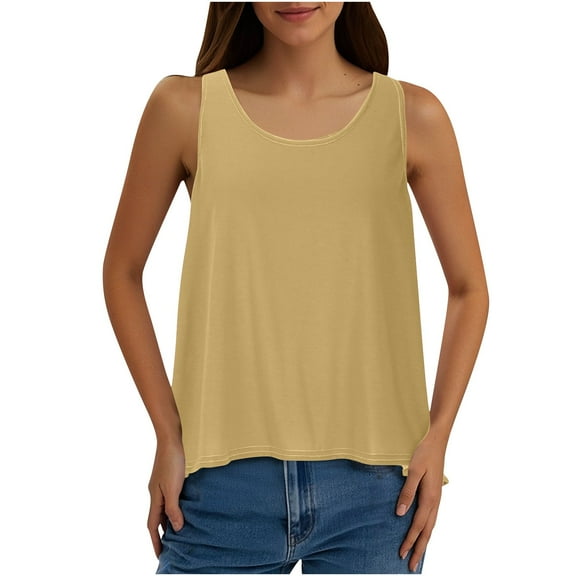 Kaemgyyd Workout Tank Tops for Women Summer Lightweight Crew Neck Workout Gym Athletic Clothes Backless Sleeveless Casual Shirt