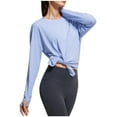thumbnail image 1 of Kaemgyyd Workout Tops for Women Casual Loose Crew Neck Athletic T Shirt Split Hem Running Yoga Tunic Tee Streetwear with Thumb Hole, 1 of 5