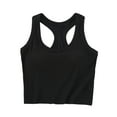 thumbnail image 1 of Kaemgyyd Workout Tops for Women Seamless Crew Neck Racerback Stretchy Tee Soft Breathable Athletic Cropped Shirt with Built-In Bra, 1 of 3