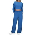 thumbnail image 1 of Kaemgyyd Workout Tracksuits for Women Solid Color 2 Piece Outfits Long Sleeve Pullover Crop Top and Drawstring Long Sweatpants Set, 1 of 1