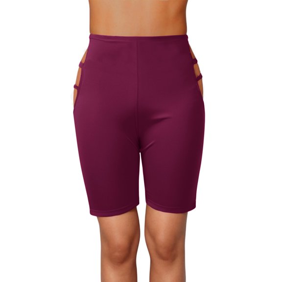 Kaemgyyd Yoga Shorts for Women Soft Comfy High Waist Hollow out Biker Shorts Trendy Stretch Butt Lifting Athletic Workout Shorts