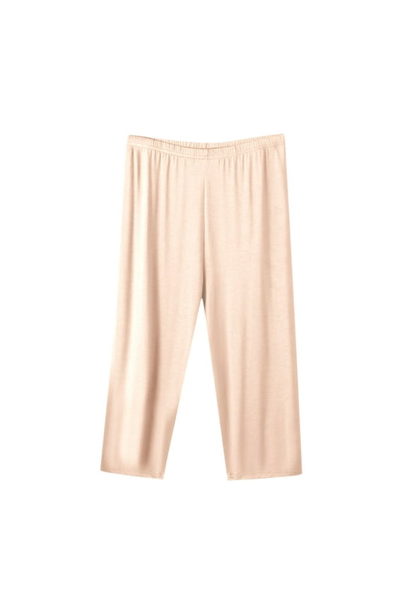 Pajama Pants for Women Wide Leg Capri Sleepwear Soft Lounge Pants Elasticated Waist Pj Bottoms Solid Sleepwear