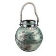 thumbnail image 1 of Kaemingk 14.5" Green and Black Seaside Treasures Glass Hurricane with Rope Handle, 1 of 3