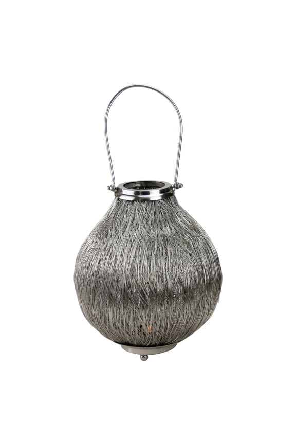 18.5" Urban Life Contemporary Silver Tea Light Candle Holder Lantern