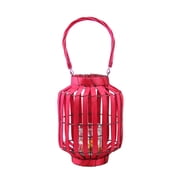 Kaemingk 20" Tropicalia Blush Red Cabana Tiki Bar Votive Candle Holder Lantern