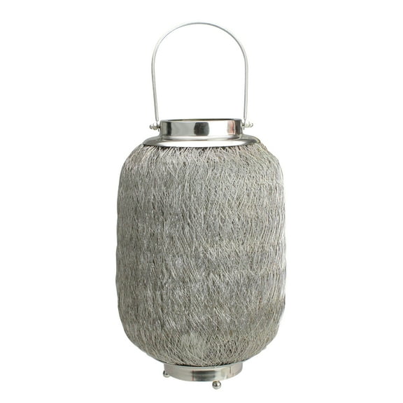 Kaemingk 23" Beach Day Contemporary Chic Large Wire Woven Hurricane Pillar Candle Holder
