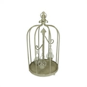 Kaemingk 26" Vintage Rose Antique-Style Distressed Gray-Washed Taupe Metal Birdcage Tea Light Candle
