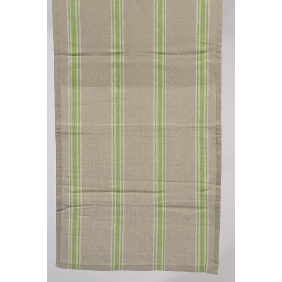 Kaemingk 55" x 15.75" Naturelle et Terreuse Brown, White and Green Striped Table Runner