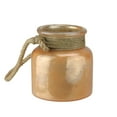 thumbnail image 1 of Kaemingk 6.25" Rope Handled Glass Hurricane - Brown, 1 of 3