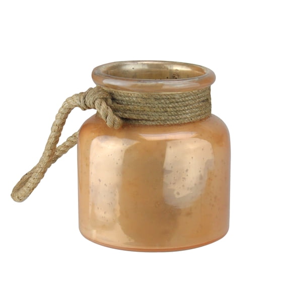 Kaemingk 6.25" Rope Handled Glass Hurricane - Brown