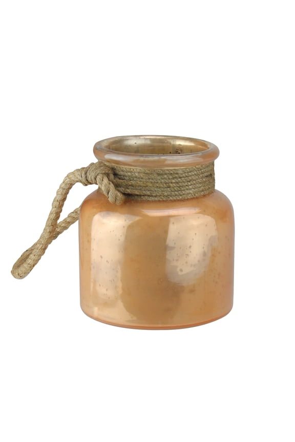 6.25" Rope Handled Glass Hurricane - Brown