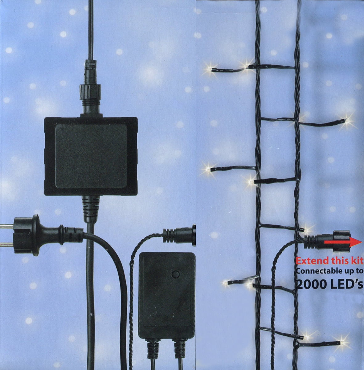 Kaemingk 8-Mode LED Starter Kit with 2 Sets of Warm White Christmas Lights - Black Wire