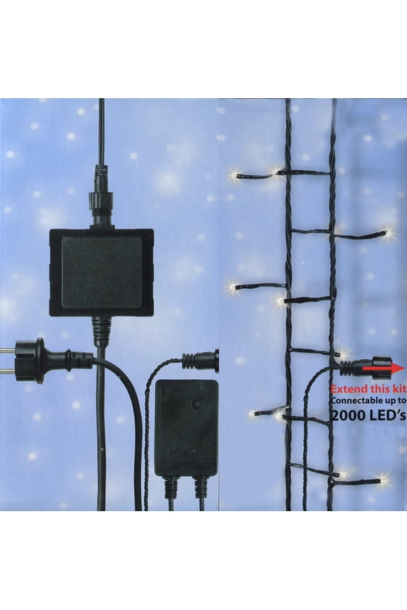 8-Mode LED Starter Kit with 2 Sets of Warm White Christmas Lights - Black Wire