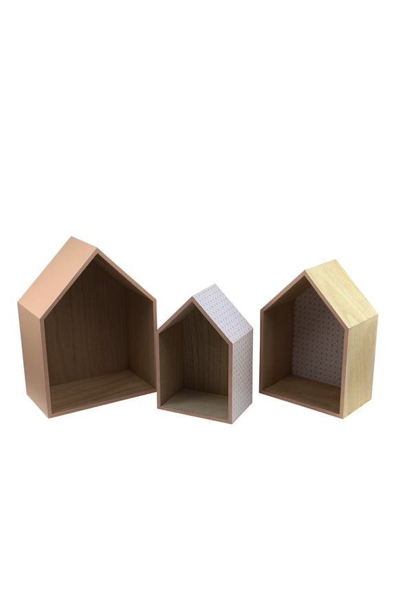 House Shaped Table or Wall Deep Shadow Boxes - 15.5" - Set of 3
