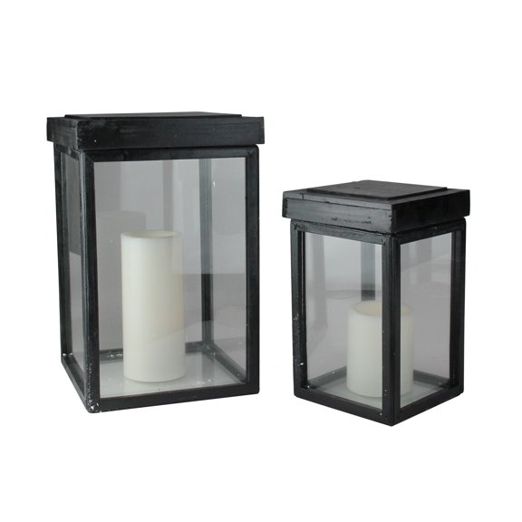 Kaemingk Set of 2 Lidded Black Fir Wood Display Boxes 16.5"