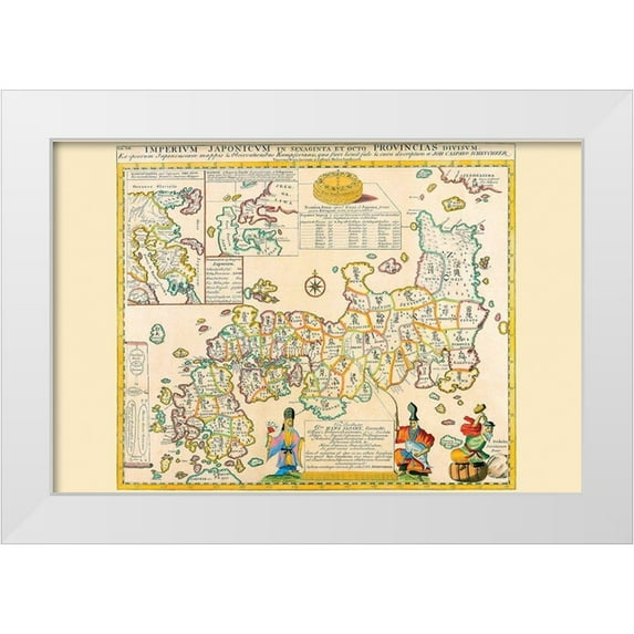 Kaempfer, Engelbert 14x11 White Modern Wood Framed Museum Art Print Titled - Prefectures and the Peoples of Japan