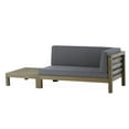 thumbnail image 1 of Kaena Acacia Wood Outdoor Right Arm Loveseat and Coffee Table Set with Cushion, Gray and Dark Gray, 1 of 9