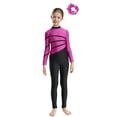 thumbnail image 1 of Kaerm 2 Pcs Gymnastic Ice Skating Outfit for Girls Mock Neck Jumpsuit Dance Bodysuit with Hair Tie Hot Pink 6, 1 of 7