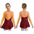 thumbnail image 1 of Kaerm Big Girl's Sparkly Figure Skating Dresses Ballet Dance Tutu Skirted Jazz Latin Gymnastics Dancewear Orange&Burgundy 12, 1 of 6