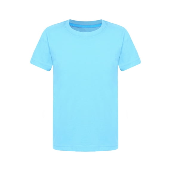 Kaerm Boys Girls Short Sleeve Crew Neck T-Shirt Athletic Running Active Performance Tee Top Sky Blue 120