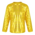 thumbnail image 1 of Kaerm Boys Girls Sparkly Sequins Metallic Long Sleeve Top T-Shirt Modern Jazz Hip Hop Stage Gold 130, 1 of 7