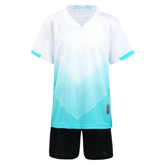 Kaerm Boys Short Sleeve T-Shirt and Shorts Set Kids Football Basketball Suit Running Workout Clothes White M