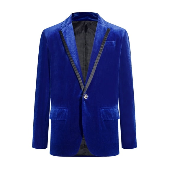Kaerm Kids Boys Sports Coat Classic Fit Lapel Collar Velvet Blazer Suit Jacket One Button Single Royal Blue 10