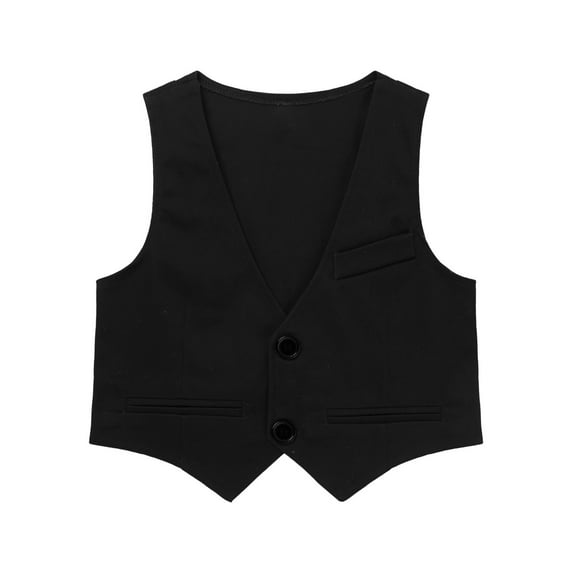 Kaerm Boys Wedding Suit Vest Single-Breasted Tuxedo Suit Formal Dress Waistcoat for Pageant Black 4T