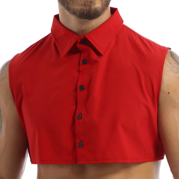 Kaerm Fake Collar Detachable Dickey Collar Blouse for Men Half Shirt Faux False Collar Joker Shirt Decorative Collar Burgundy 37